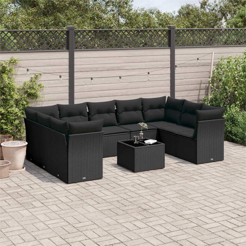vidaXL 10 Piece Sofa Set in Black