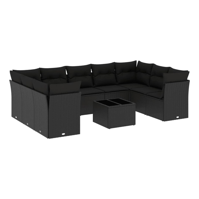vidaXL 10 Piece Sofa Set in Black