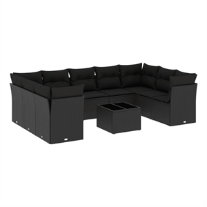 vidaXL 10 Piece Sofa Set in Black
