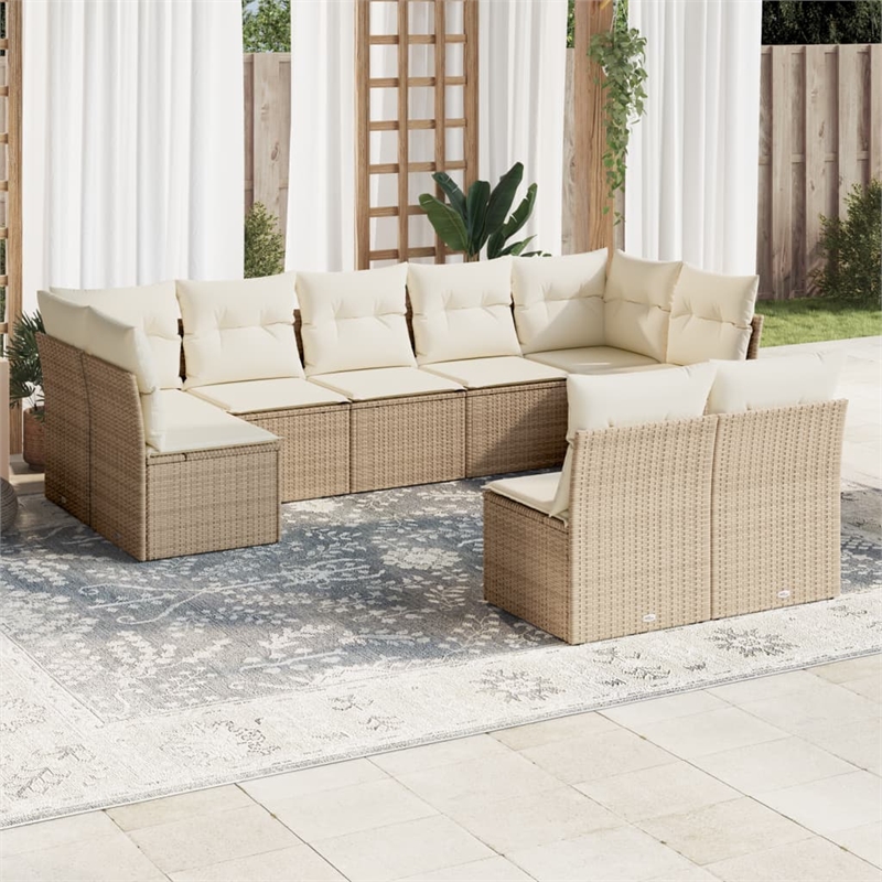 vidaXL 9 Piece Steel Sofa Set in White/Cream/Beige