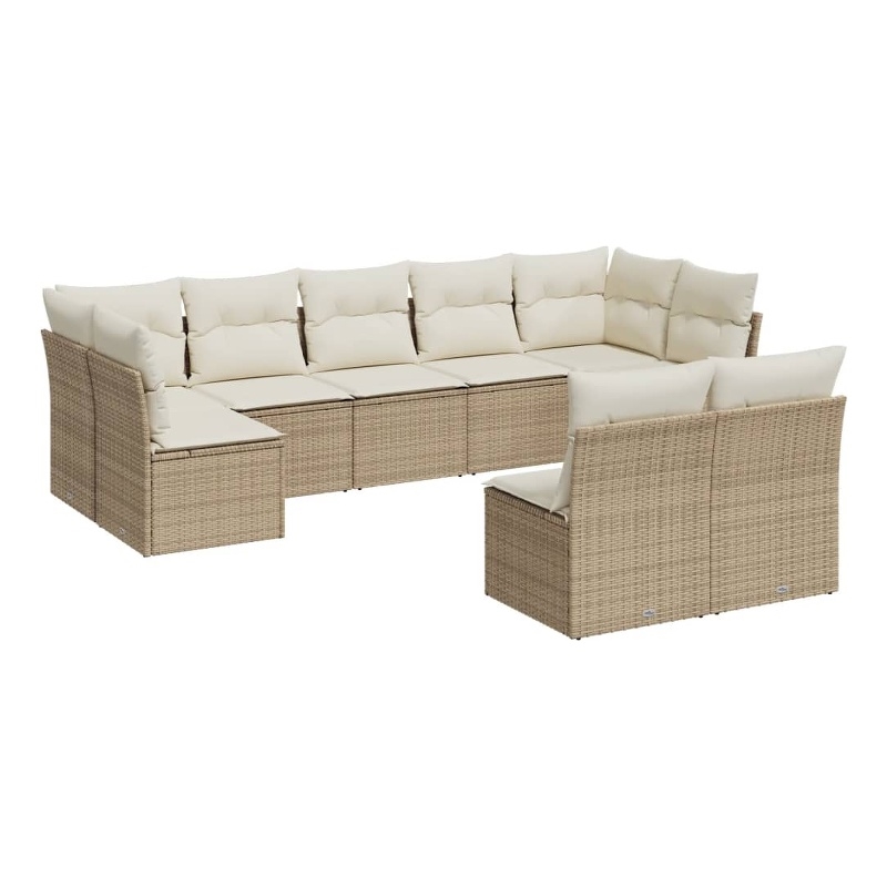 vidaXL 9 Piece Steel Sofa Set in White/Cream/Beige