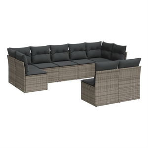 vidaXL 9 Piece Steel Sofa Set in Gray