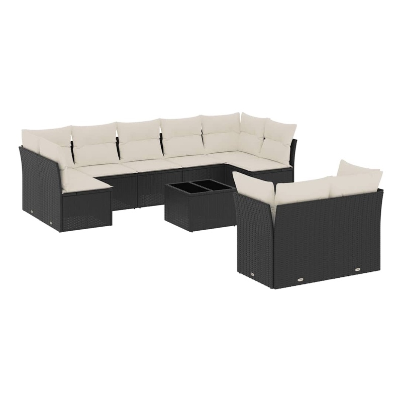 vidaXL 10 Piece Sofa Set in Black/White/Cream