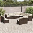 vidaXL 13 Piece Steel Sofa Set in White/Brown/Cream