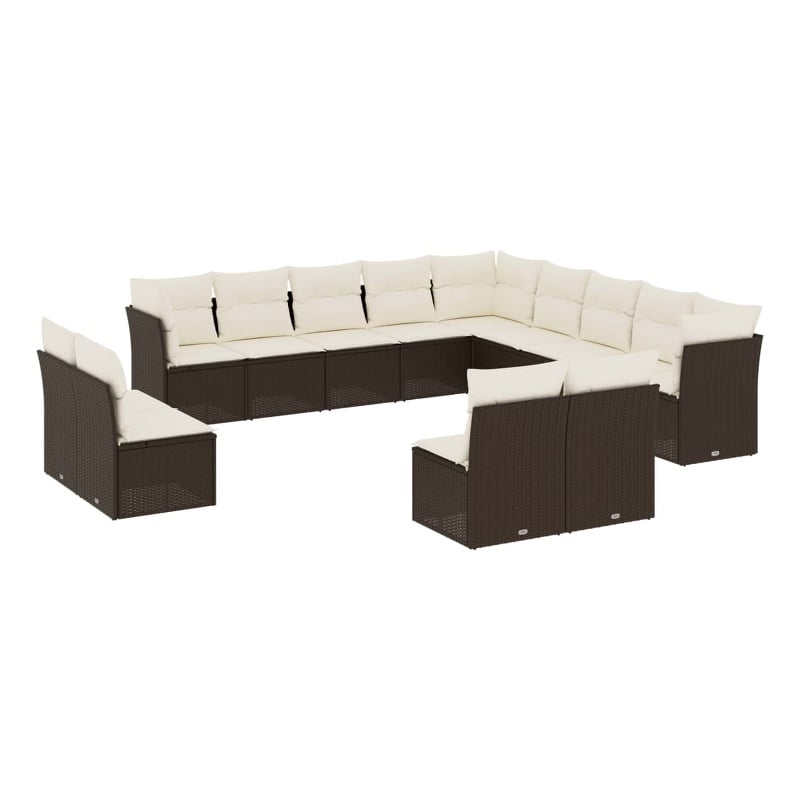 vidaXL 13 Piece Steel Sofa Set in White/Brown/Cream