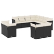 vidaXL 11 Piece Poly Rattan Sofa Set in Black/White/Cream