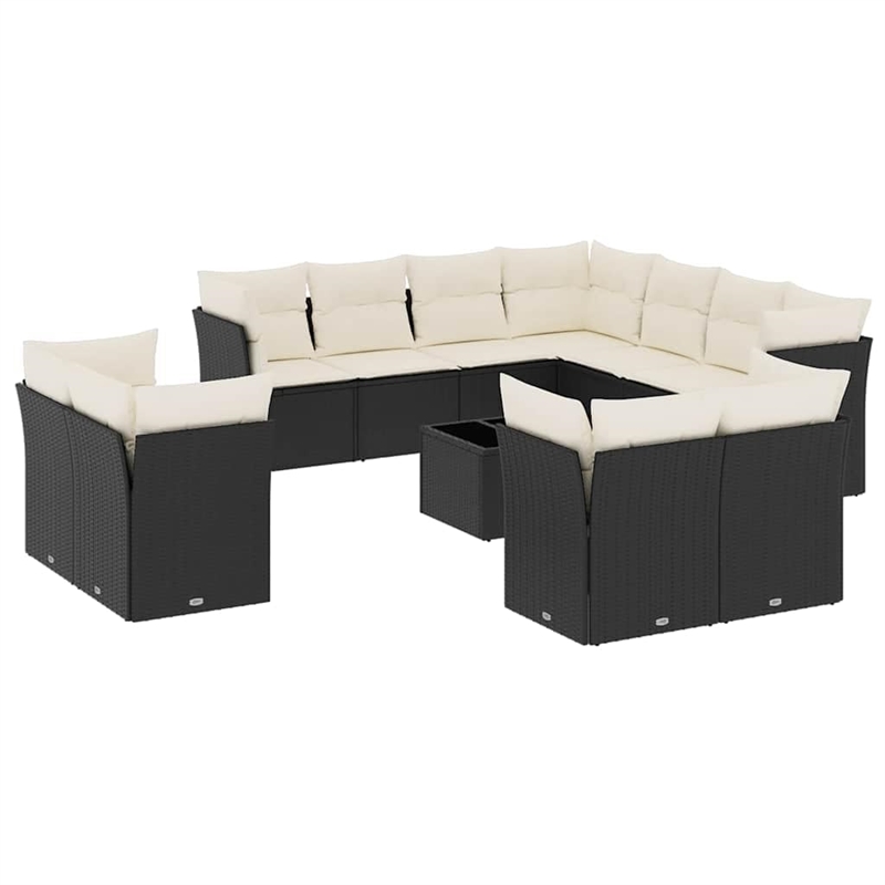 vidaXL 12 Piece Steel Large Sofa Set in Black