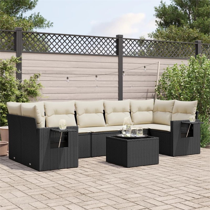vidaXL 8 Piece Large Sofa Set in Black