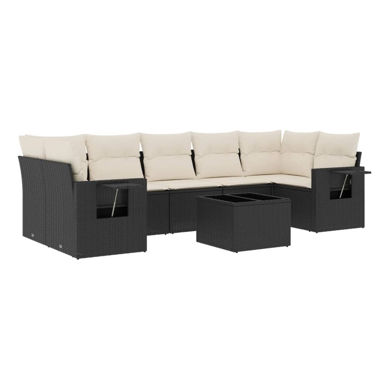 vidaXL 8 Piece Large Sofa Set in Black