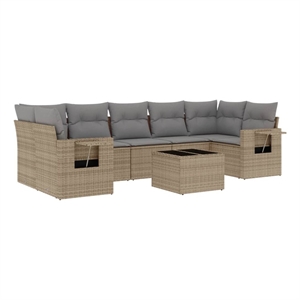 vidaXL 8 Piece Poly Rattan Large Sofa Set in Beige