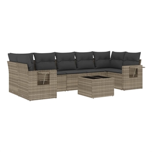 vidaXL 8 Piece Poly Rattan Large Sofa Set in Gray