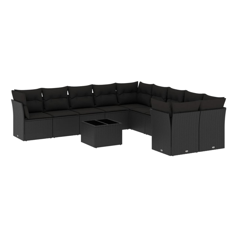 vidaXL 11 Piece Steel Sofa Set in Black