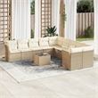 vidaXL 11 Piece Poly Rattan Sofa Set in Beige
