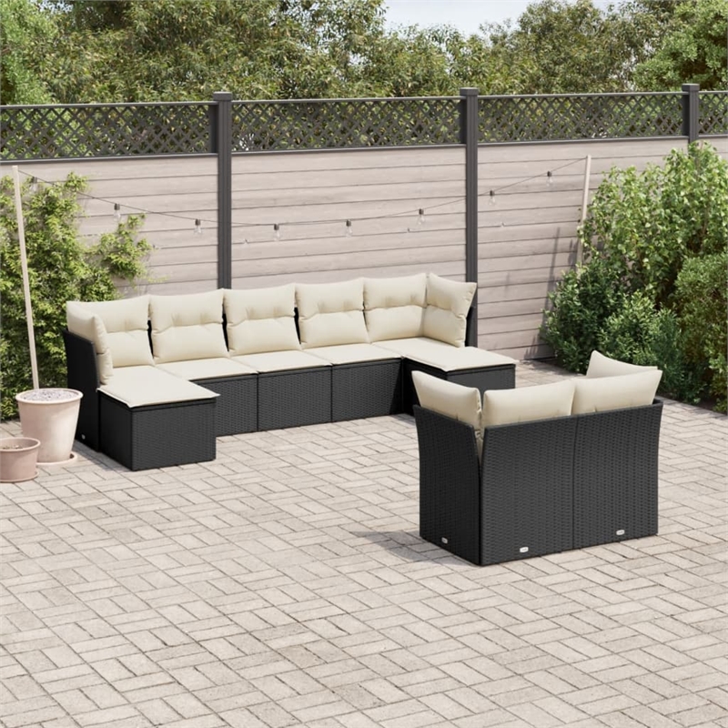 vidaXL 9 Piece Steel Sofa Set in Black