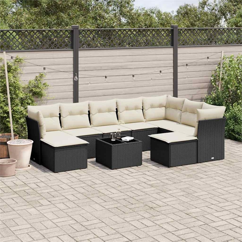 vidaXL 10 Piece Sofa Set in Black/White/Cream