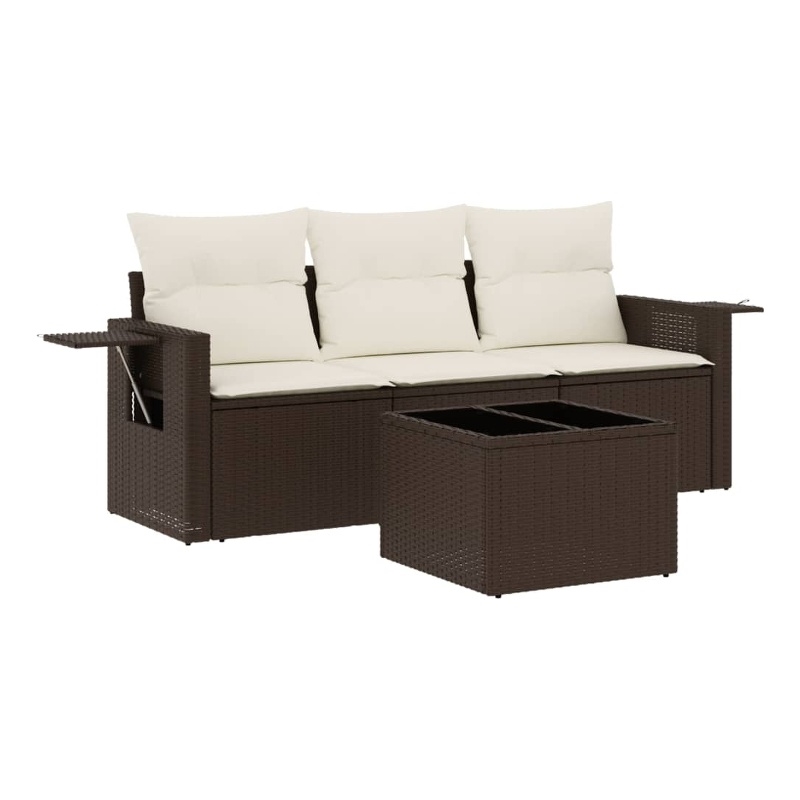 vidaXL 4 Piece Steel Sofa Set in Brown