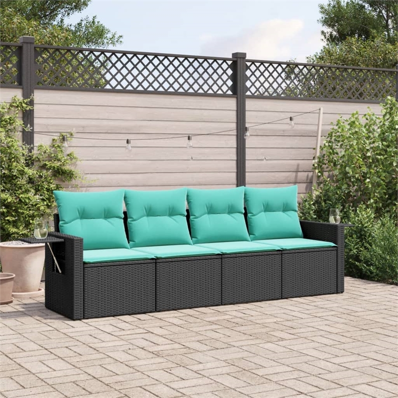 vidaXL 4 Piece Steel Sofa Set in Black/Blue
