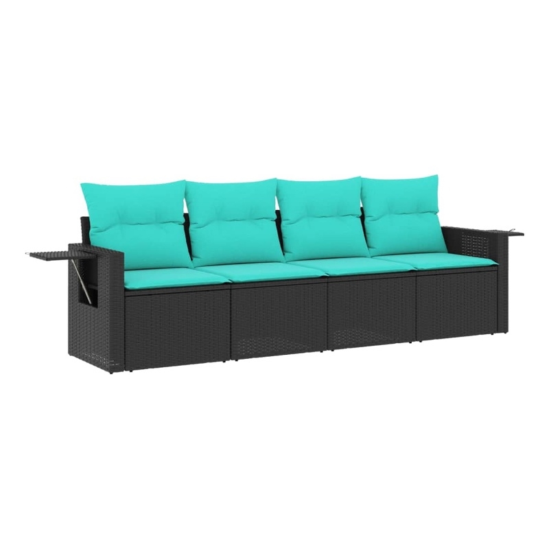 vidaXL 4 Piece Steel Sofa Set in Black/Blue