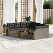 vidaXL 9 Piece Poly Rattan Small Sofa Set in Gray