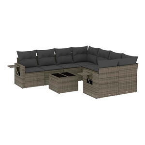 vidaXL 9 Piece Poly Rattan Small Sofa Set in Gray