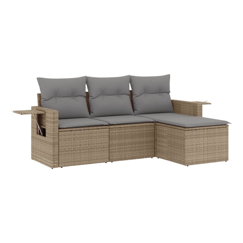 vidaXL 4 Piece Steel Sofa Set in Gray/Beige