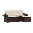 vidaXL Steel Sofa Set in White/Brown/Cream