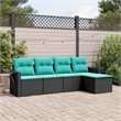 vidaXL 5 Piece Steel Sofa Set in Black/Blue