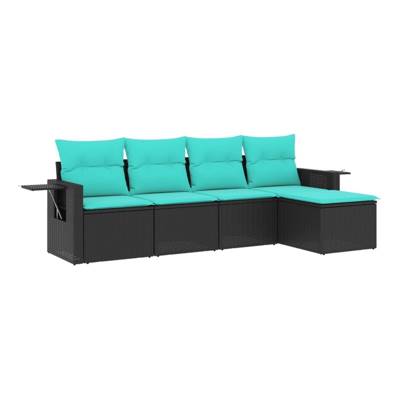 vidaXL 5 Piece Steel Sofa Set in Black/Blue
