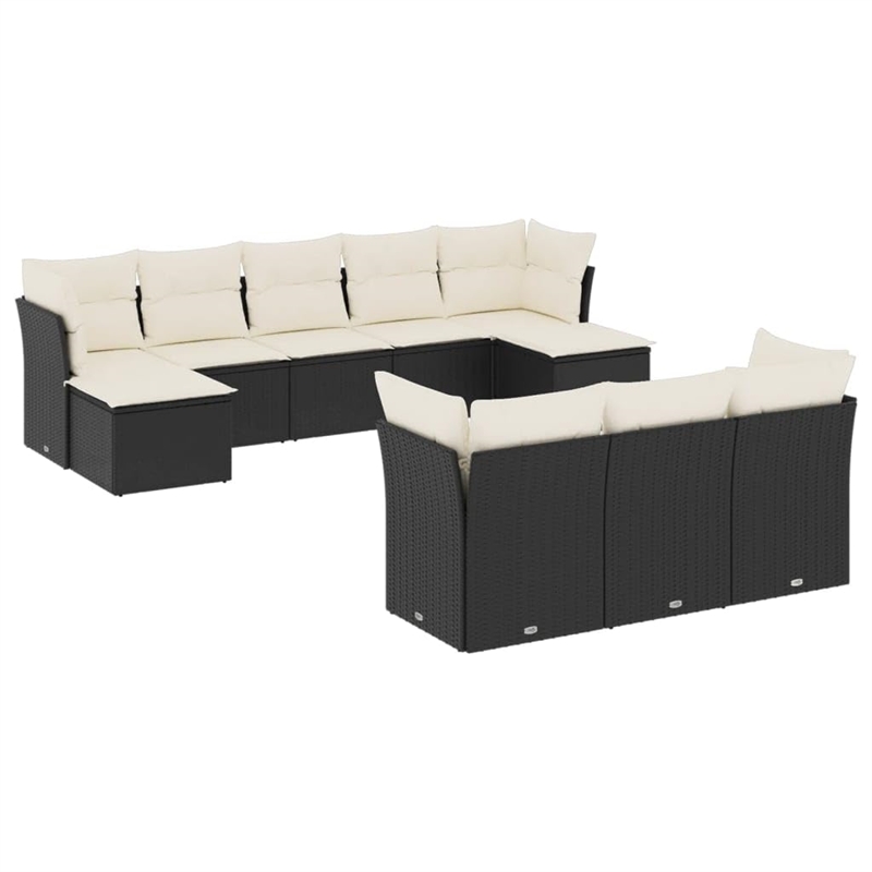 vidaXL 10 Piece Sofa Set in Black/White/Cream