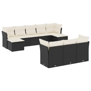 vidaXL 10 Piece Sofa Set in Black/White/Cream