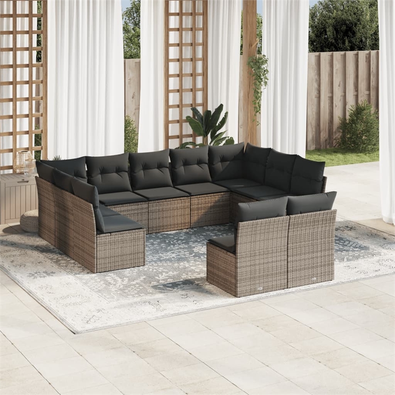 vidaXL 11 Piece Steel Sofa Set in Gray