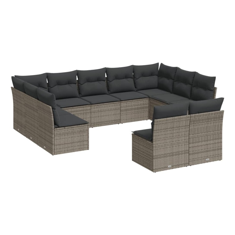 vidaXL 11 Piece Steel Sofa Set in Gray