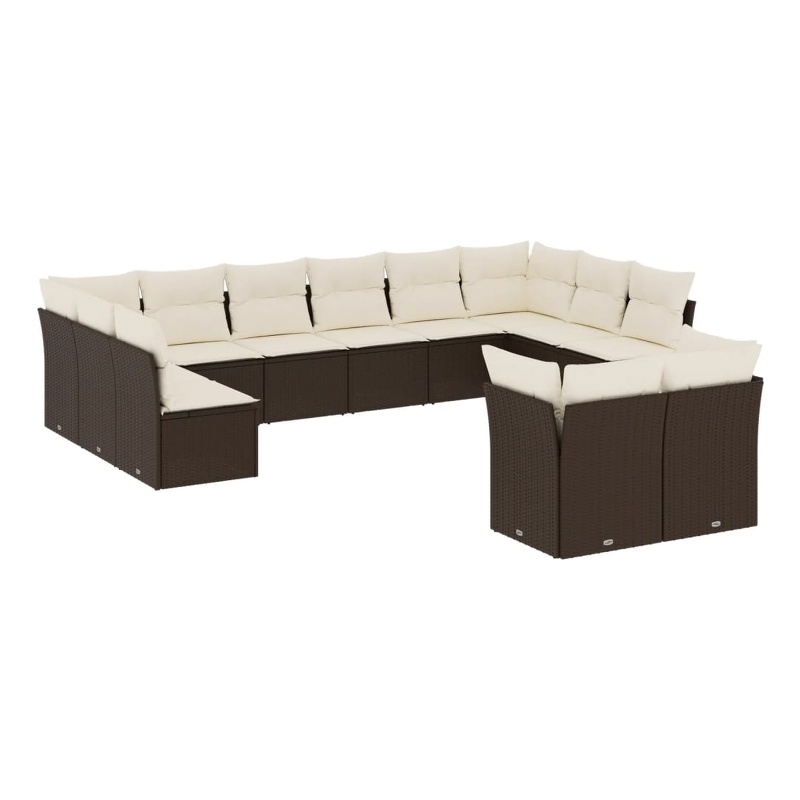 vidaXL 12 Piece Steel Sofa Set in White/Brown/Cream