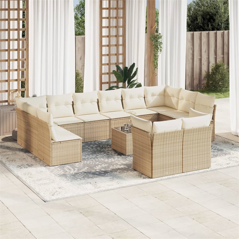 vidaXL 13 Piece Sofa Set in White/Cream/Beige