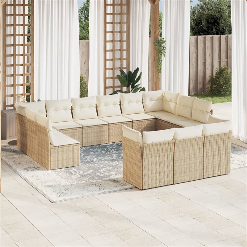 vidaXL 13 Piece Steel Patio Sofa Set in Beige