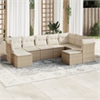 vidaXL Poly Rattan Sofa Set in Beige