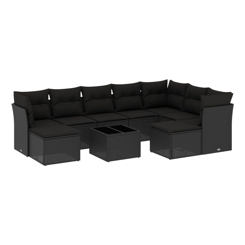 vidaXL 10 Piece Steel Large Sofa Set in Black
