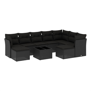 vidaXL 10 Piece Steel Large Sofa Set in Black