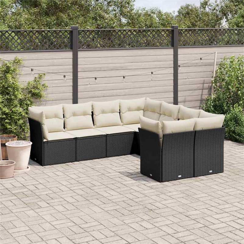 vidaXL 8 Piece Sofa Set in Black/White/Cream