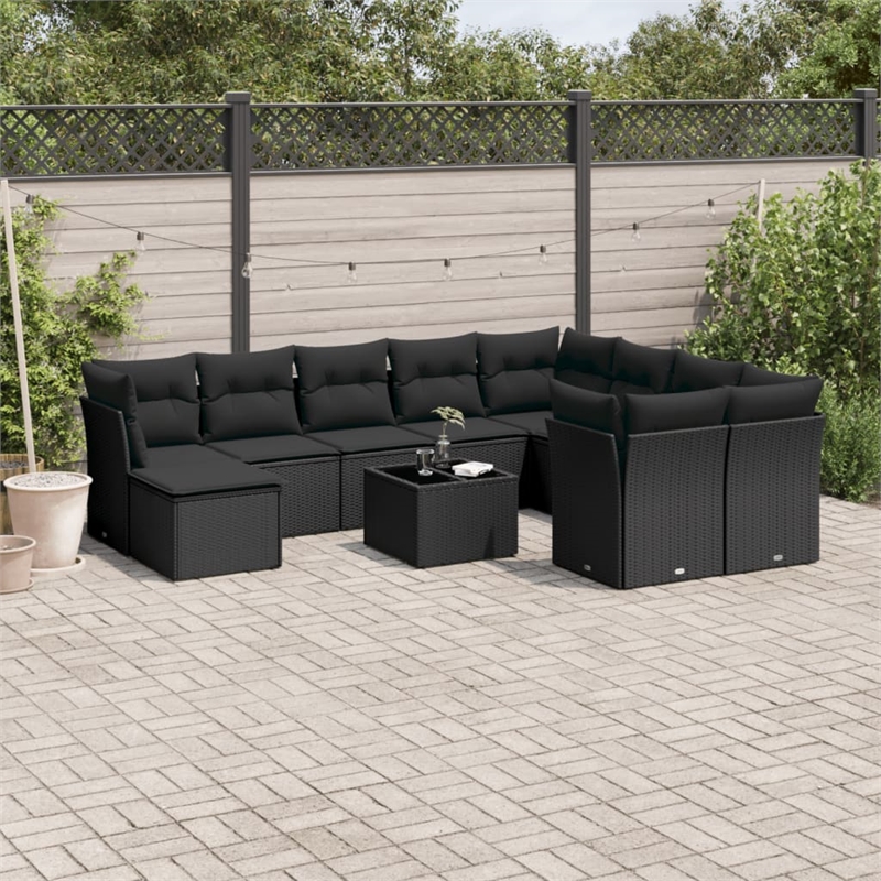 vidaXL 11 Piece Steel Sofa Set in Black