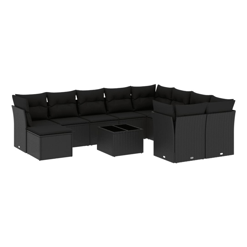 vidaXL 11 Piece Steel Sofa Set in Black
