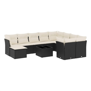 vidaXL 11 Piece Poly Rattan Sofa Set in Black