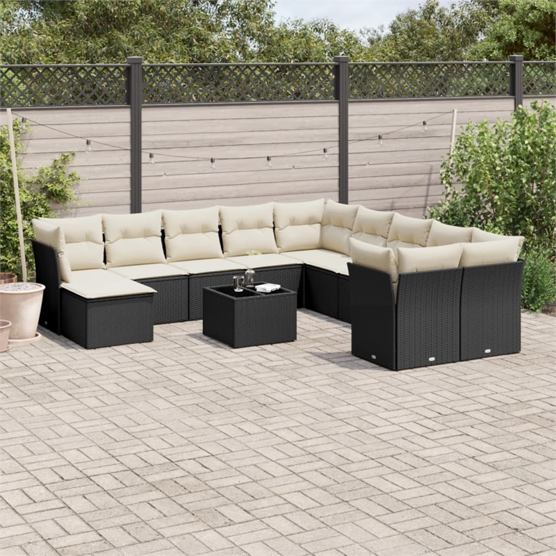vidaXL 12 Piece Steel Sofa Set in Black