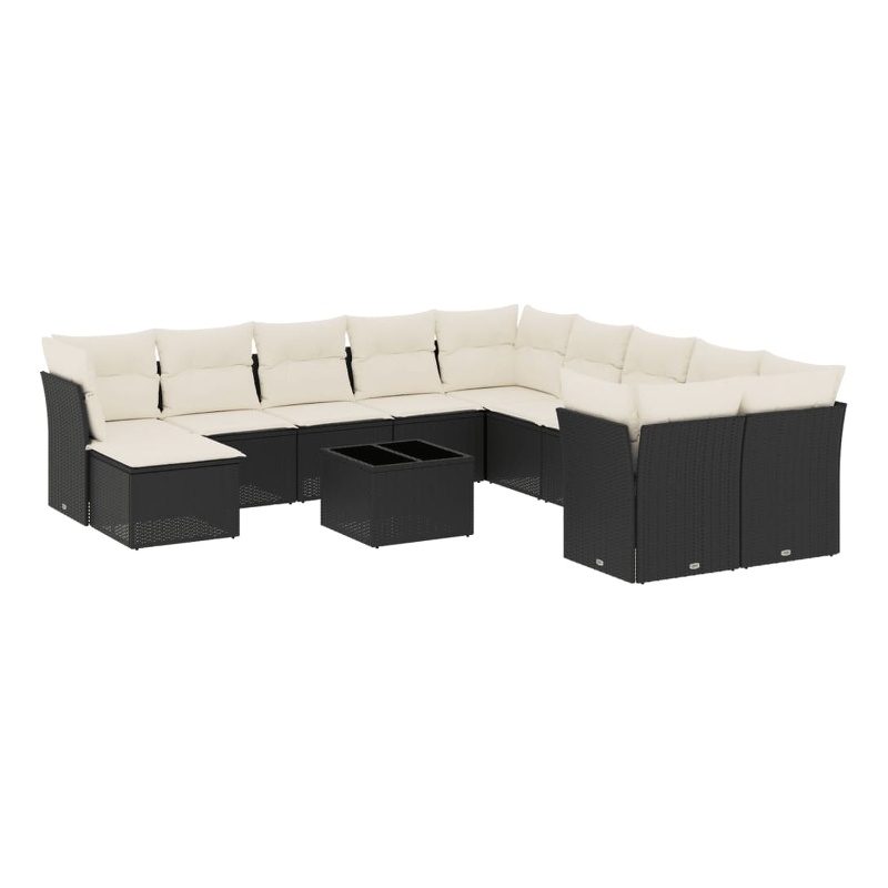 vidaXL 12 Piece Steel Sofa Set in Black