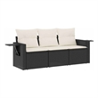 vidaXL 3 Piece Poly Rattan Sofa Set in Black/White/Cream