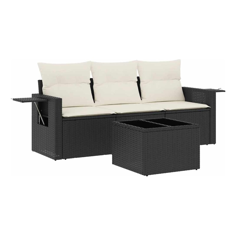 vidaXL 4 Piece Steel Medium Sofa Set in Black