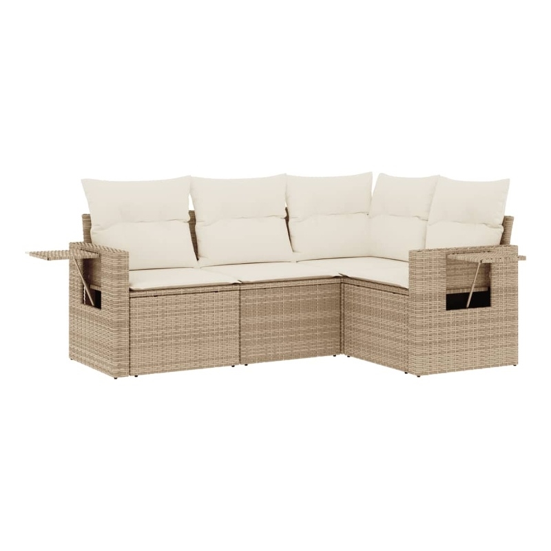 vidaXL 4 Piece Steel Medium Sofa Set in Beige