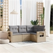vidaXL Poly Rattan Sofa Set in Gray/Beige