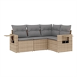 vidaXL Poly Rattan Sofa Set in Gray/Beige