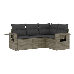 vidaXL 4 Piece Poly Rattan Sofa Set in Gray